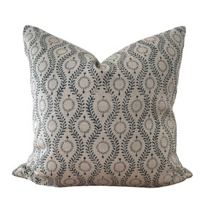 Blue Gray Linen Block Pillow Cover, Designer Pillow Covers