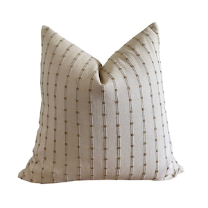 Woven Cream and Ochre Stripe Pillow Cover