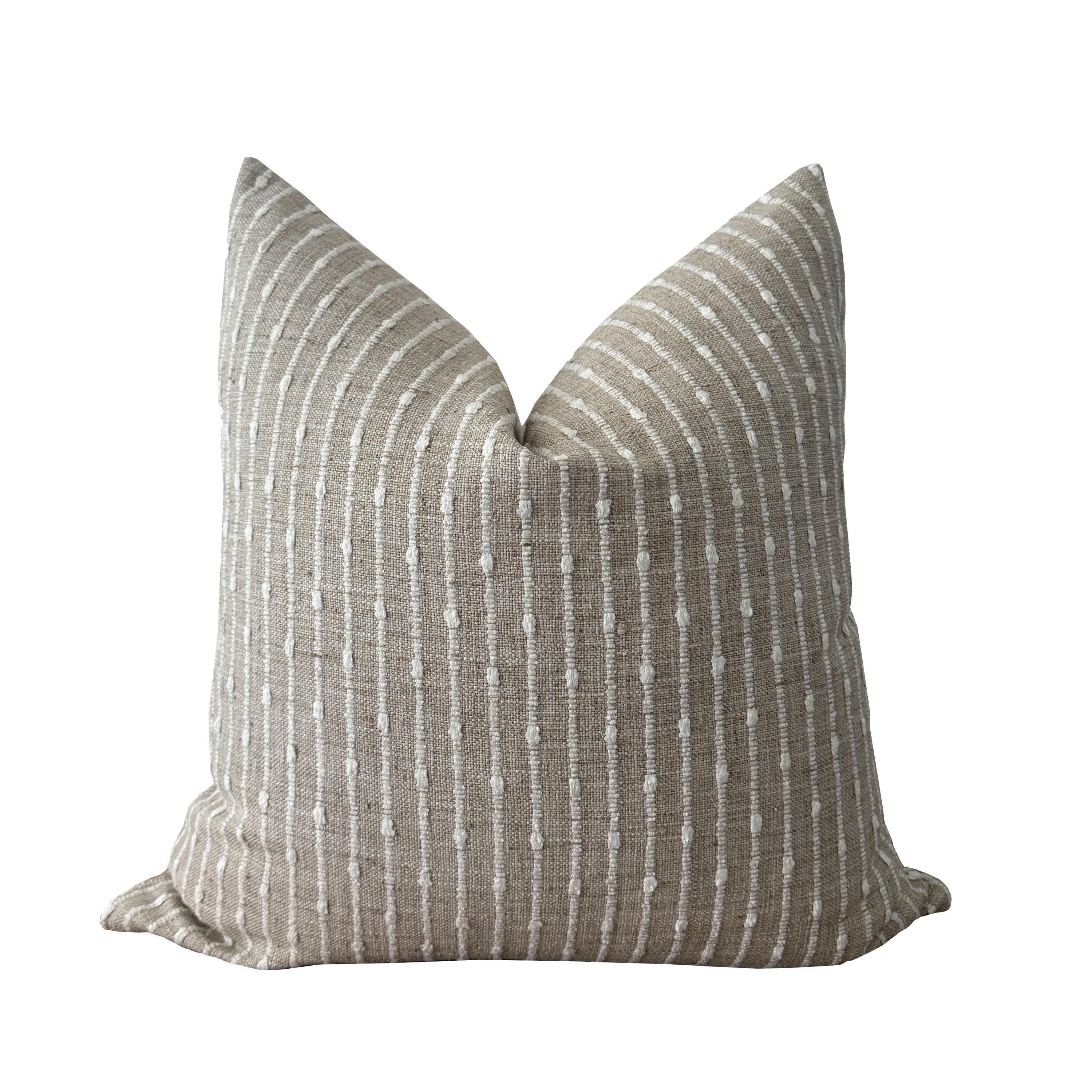 Greige and Ivory Textured Stripe Pillow Cover - Etsy