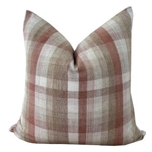 Clay Plaid Pillow Cover, Woven Neutral Plaid, Double Sided