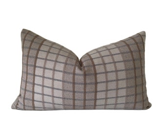 Brown Plaid lumbar Pillow Cover