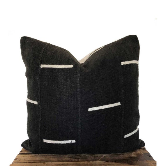 Black mudcloth pillow cover African Vintage African Mud Cloth Pillow Cover