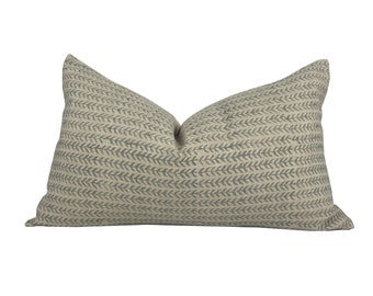 Block Pillow Cover,  Gray Hand Blocked Lumbar Cushion Cover, Decorative Linen Pillow Cover, Designer Pillow Cover, Neutral Throw Pillow