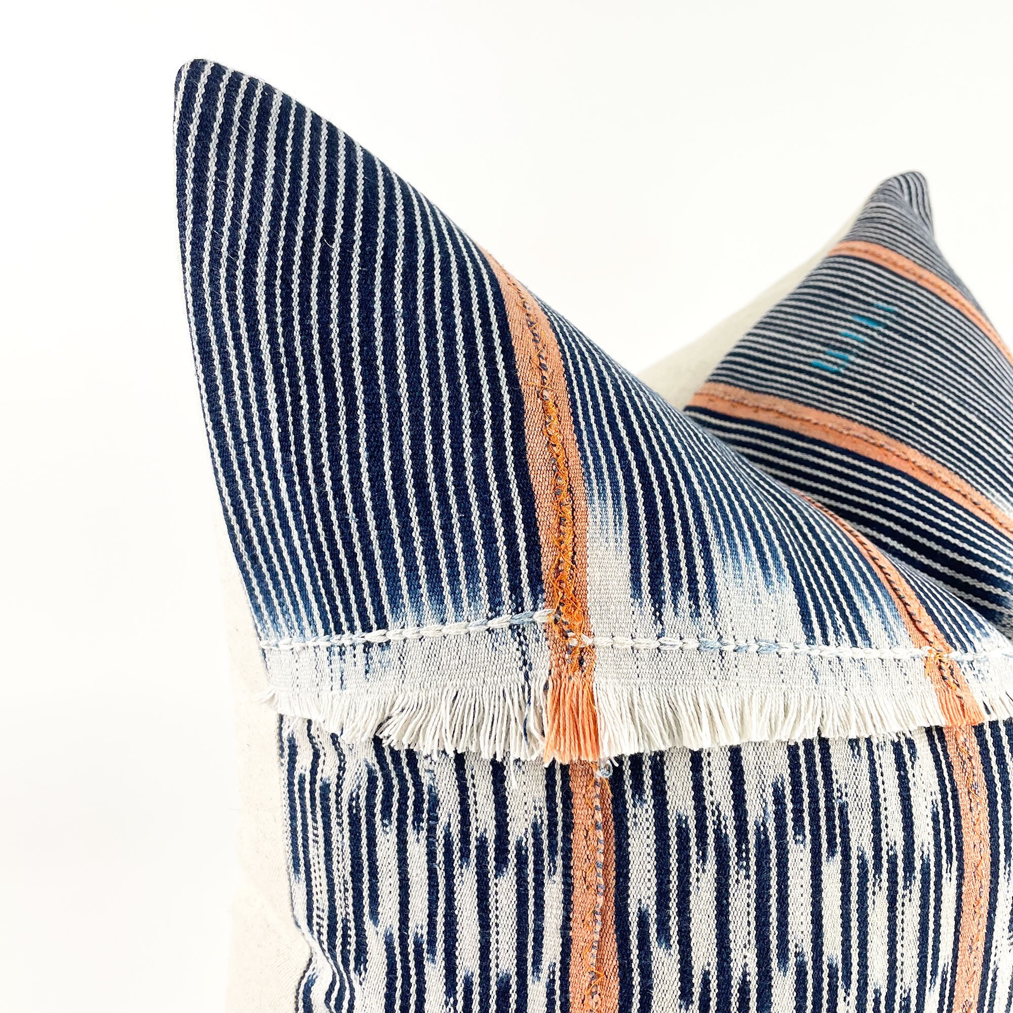 Vintage African Indigo pillow Indigo pillow cover with fringe Etsy