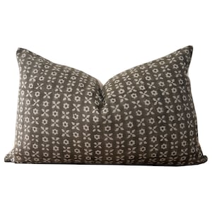 Clay Brown Linen Pillow Cover: Hand Block Print, Matte Finish