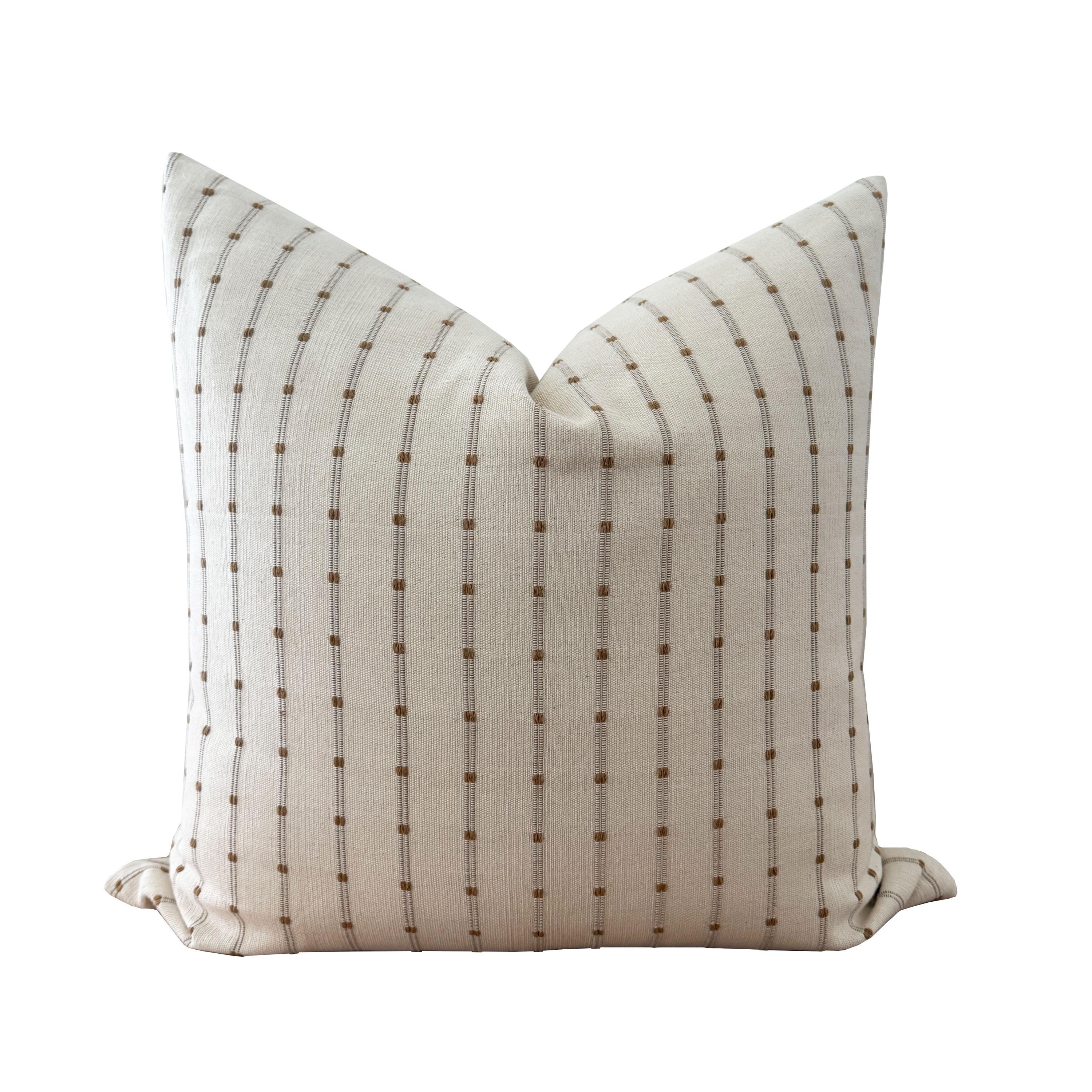 Cream and Brown Stripe Woven Pillow Cover, Neutral Pillow Covers