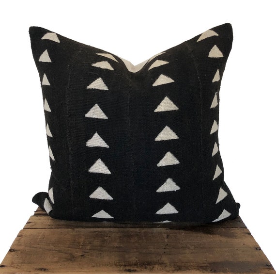 Black mudcloth pillow cover African Black Mudcloth Pillow Cover