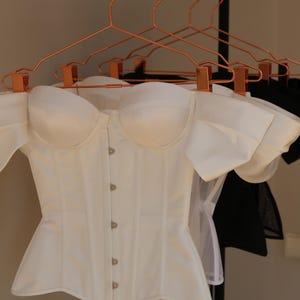 Handmade Bustier Corset – Elegant Overbust Handmade Corset in White, Black and Ivory Corset , Renaissance Wedding or Prom Corset
