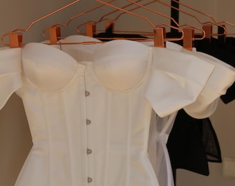 Handgefertigtes Bustier-Korsett - Elegantes handgefertigtes Überbrust-Korsett in Weiß, Schwarz und Elfenbeinkorsett, Renaissance-Hochzeits- oder Abschlussball-Korsett