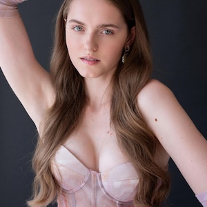 Custom Pink Cupped Overbust Corset for a Unique Twist on Lingerie, Abstract Print Corset, Unique Corset Top for Women