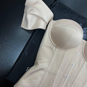 Beige Overbust Corset Top, Custom Made Bustier for Bridesmaid Outfit or Prom, Steel Boned Renaissance Bustier Top, Mesh Corset