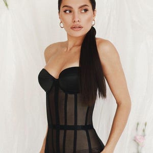 Lace Up Black Overbust Corset, Plus Size Custom Corset, Elegant Custom Corset for Prom Outfit,  Evening Wear or Bridesmaid Outfit