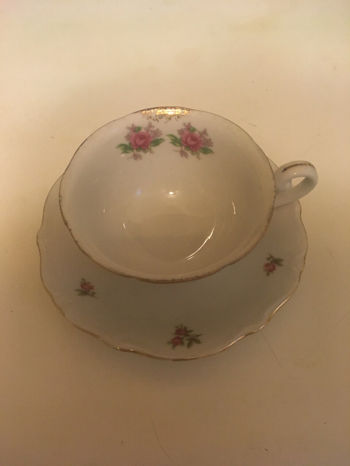 Porcelain Tea Cup and Saucer Gold Rimmed Etsy