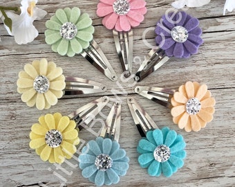 Pastel daisy collection, daisy clips, hair clips, fringe clips