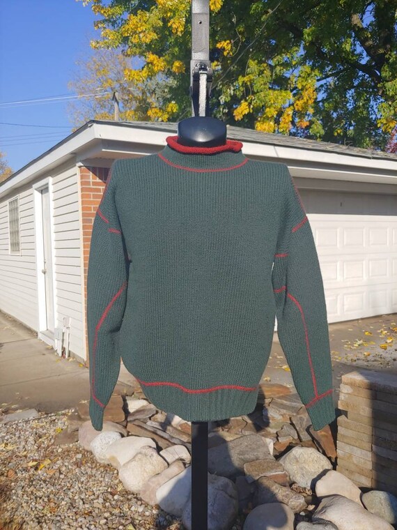90s Structure Green Wool Pullover 