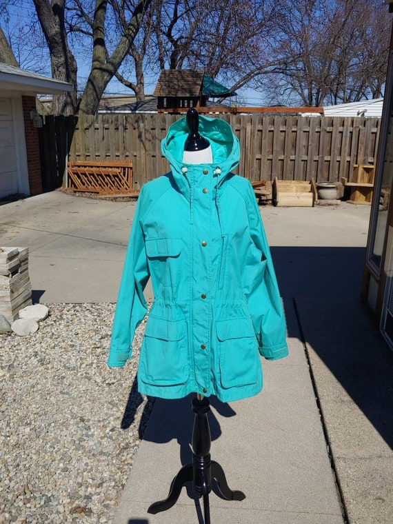 90s Eddie Bauer plain blue green full zip midweigh