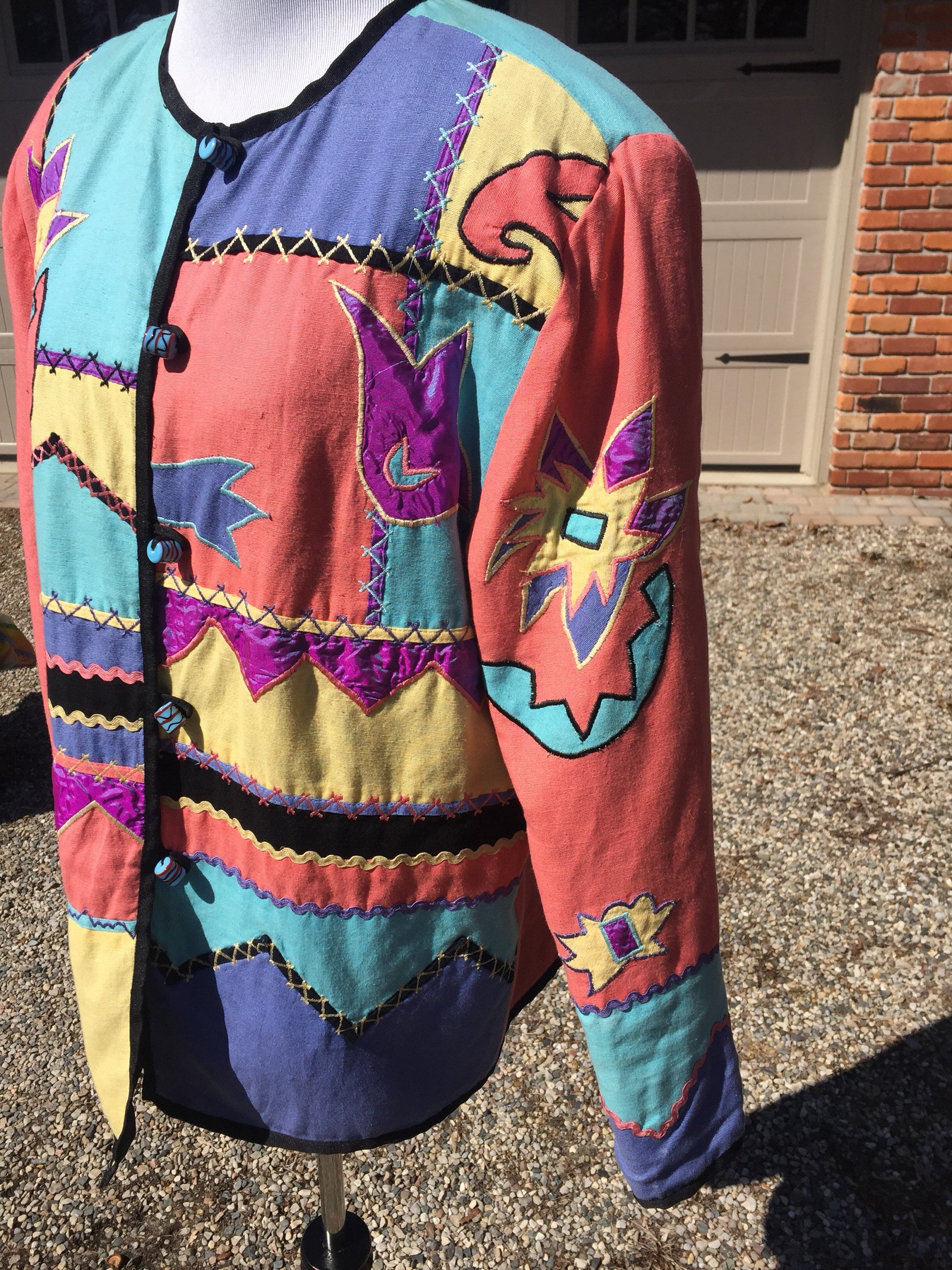 80s/90s Allure Colorful Pastel Embroidered Abstract Geometric | Etsy