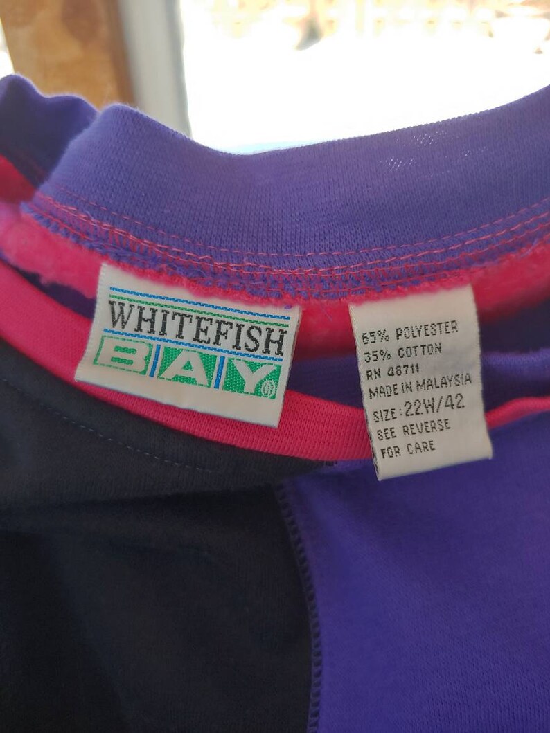 90s Whitefish Bay colorblock pullover sweatshirt size XL vtg vintage pink purple teal black