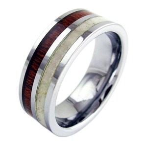 Wood Tungsten Ring Antler Inlay - Engrave Tungsten Wedding Band - Personalize Promise Ring Engagement LIFETIME WARRANTY