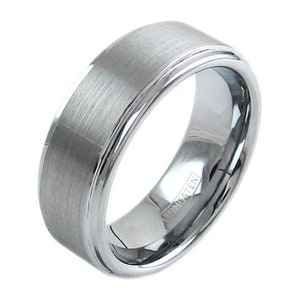 Silver Tungsten Ring w/ Brushed Finish - Lifetime Warranty on all Custom Engraved Tungsten Rings