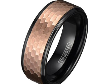 honeycomb rose gold tungsten band - Lifetime Warranty on all Custom Engraved Tungsten Rings