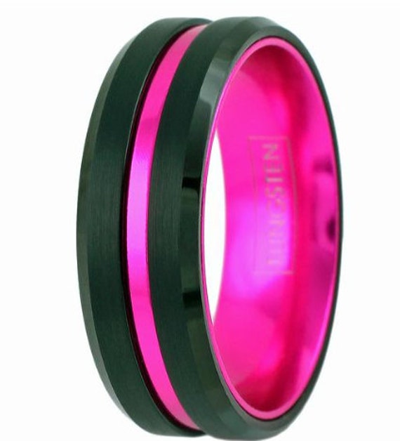 black and pink ring