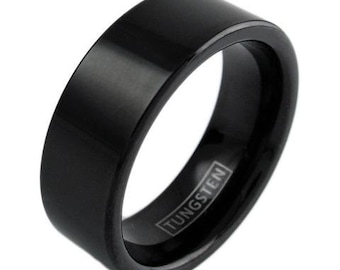 Modern Flat Black Tungsten Ring - Lifetime Warranty on all Custom Engraved Tungsten Rings