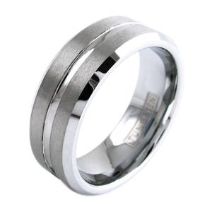 SilverTungsten Ring - Engrave Tungsten Wedding Band - Personalize Promise Engagement Ring LIFETIME WARRANTY