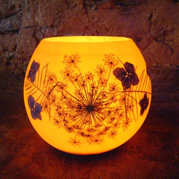 Beeswax Candle - Luminary Candle with Dried Flowers