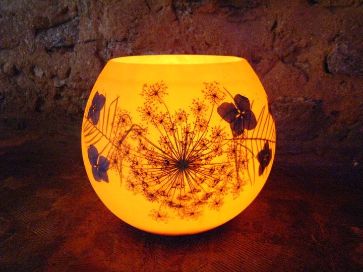 Beeswax Candle - Luminary Candle with Dried Flowers