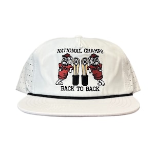 Hat - National Champions Back to Back, White Perforated