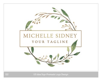 Vintage Design de Logo, Logo boutique, photographie Logo, Logo du Blog, rustique premade Logo, couronne de l’aquarelle, logos de la Nature, logo de botanique, Logos