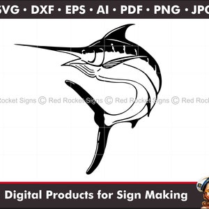 Marlin eps, ai, svg, pdf, dxf digital download cut file; jpg, png print file