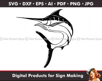 Marlin eps, ai, svg, pdf, dxf digital download cut file; jpg, png Druckdatei