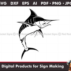 Marlin eps, ai, svg, pdf, dxf digital download cut file; jpg, png print file