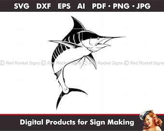 Marlin eps, ai, svg, pdf, dxf digital download cut file; jpg, png Druckdatei