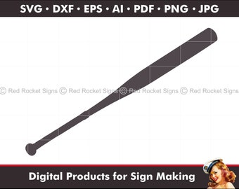 Softball Fledermaus Silhouette SVG, dxf, eps, ai, pdf digital download cut file; jpg, png Druckdatei