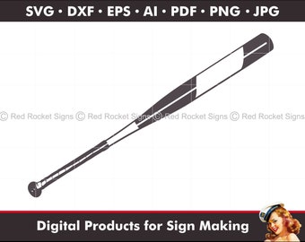 Softball Fledermaus SVG, dxf, eps, ai, pdf digital download cut file; jpg, png Druckdatei