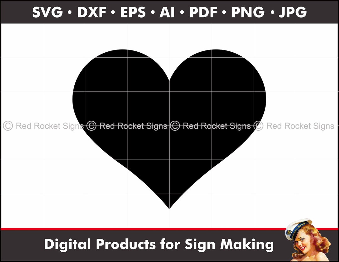 Heart Silhouette SVG, Dxf, Eps, Ai, Pdf Digital Download Cut File; Jpg ...