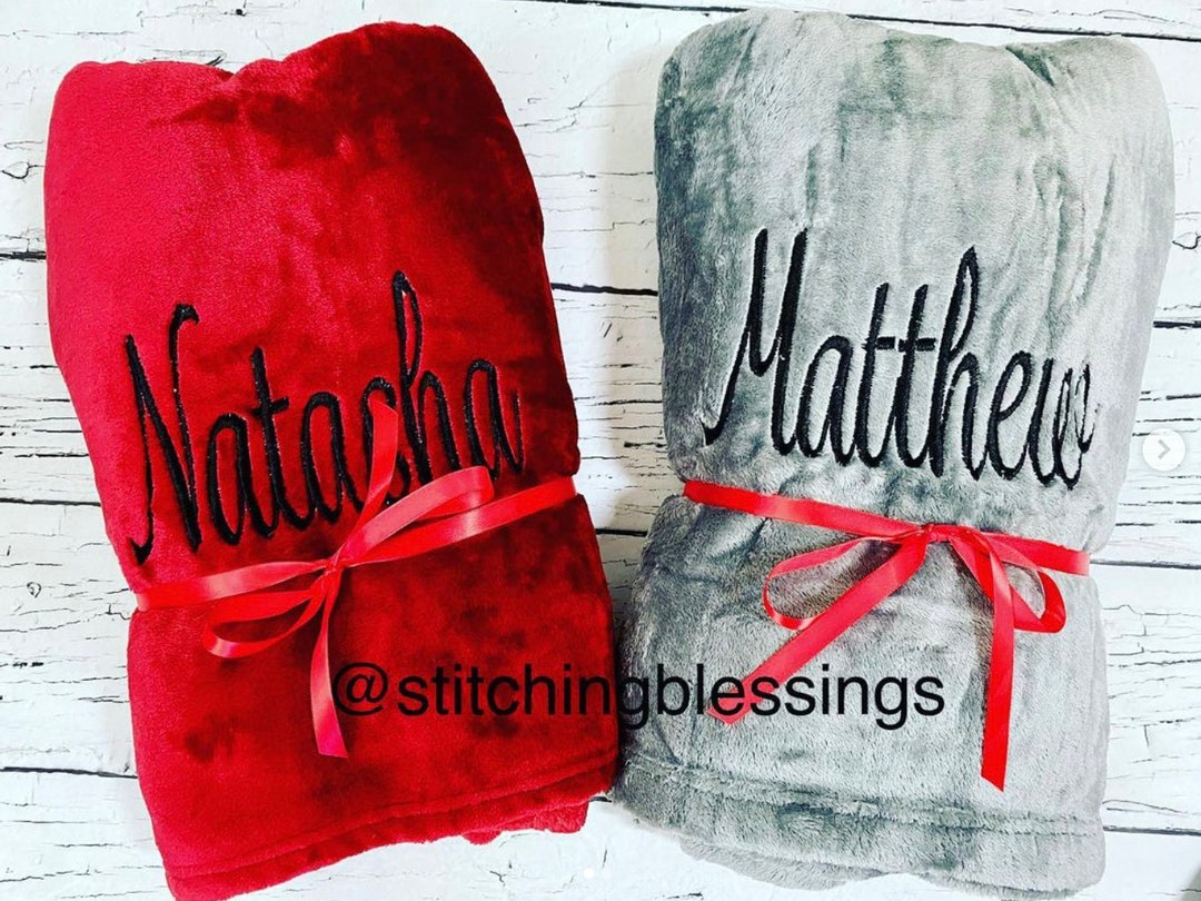 Personalizedembroider Blanket With Name or Monogram Etsy