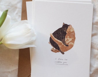 Postcard: I love to cuddle you - Cats / Valentine's Day card, love greeting card