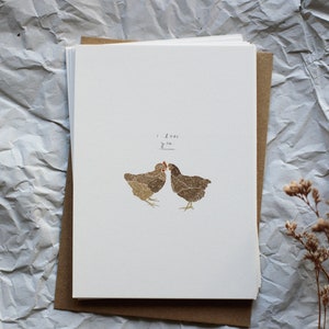 Postcard: I love you - Chickens / Valentine's Day card, love greeting card