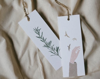 Lesezeichen / Bookmark - Rosemary Twig / Feeding Birds