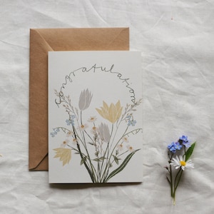 Parabéns, cartão dobrável de flores com envelope, cartão de felicitações, cartão dobrável de aniversário