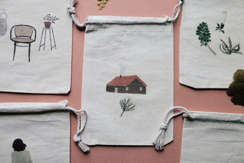Fabric Bag Plants Totebag small Houses,Home Pouch