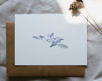 Lovebirds postcard, I love you card, Valentine's Day card, Love greeting card