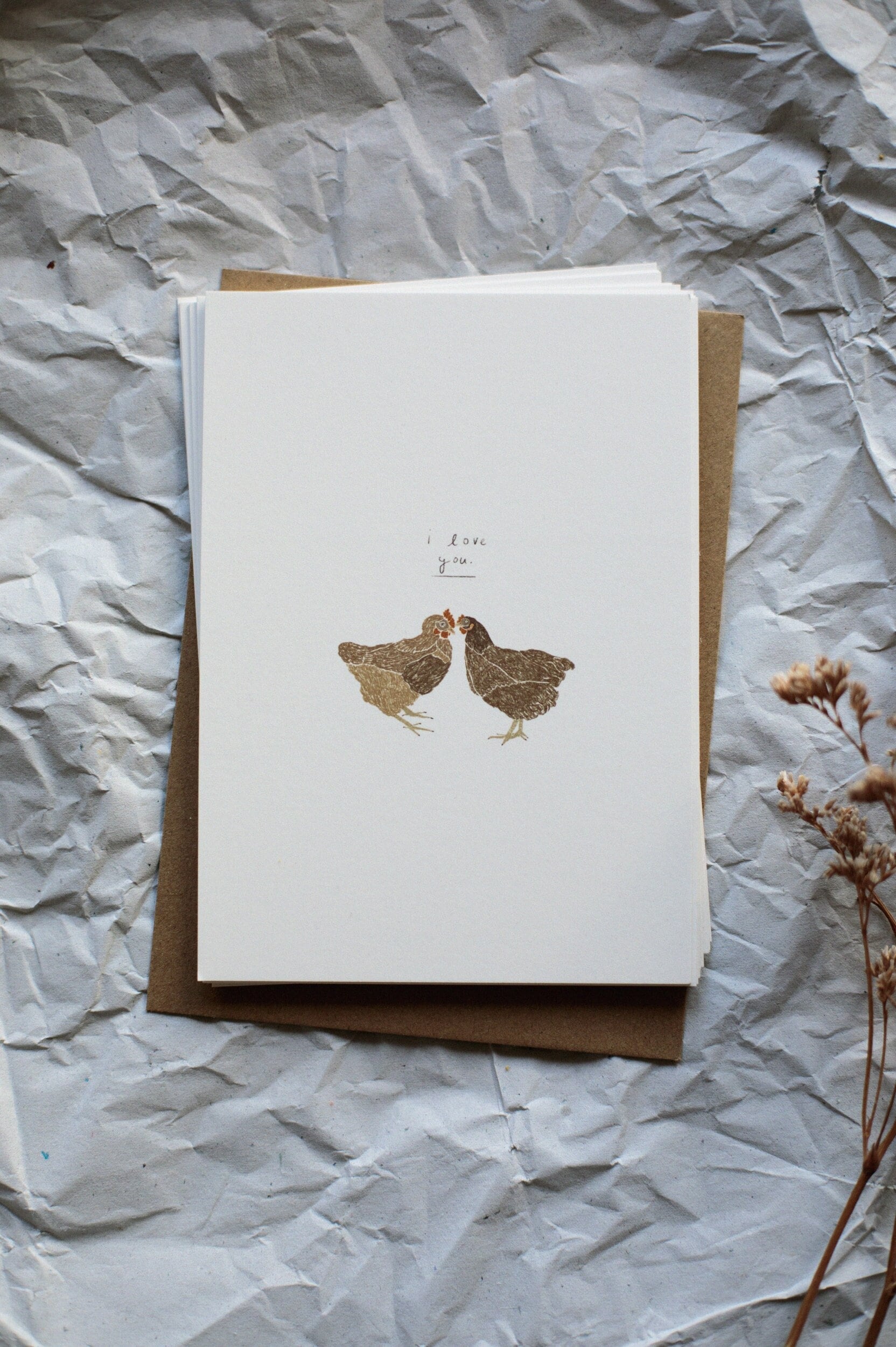 Postcard: I love you - Chickens / Valentine's Day card, love greeting card