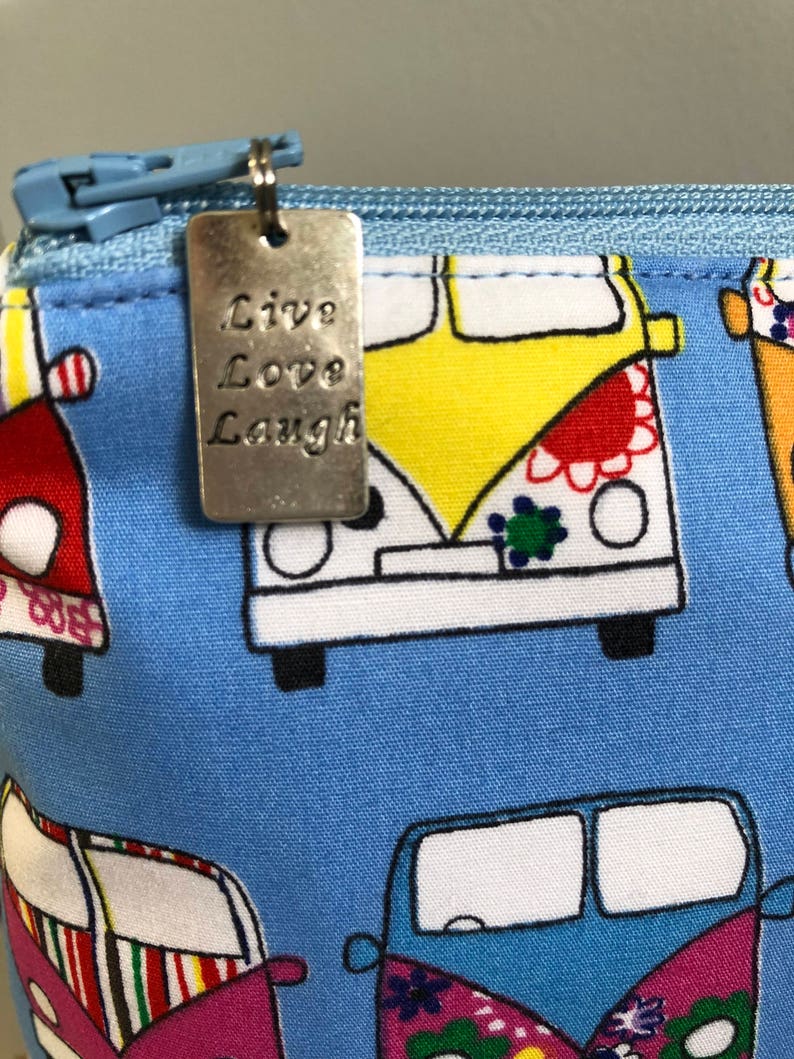 Blue camper van mini make up bag