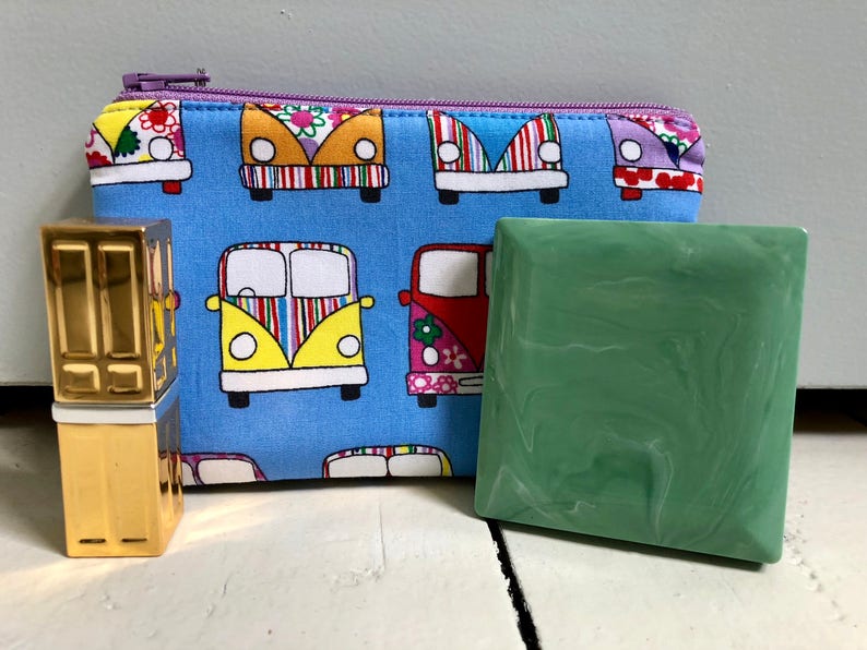 Blue camper van mini make up bag
