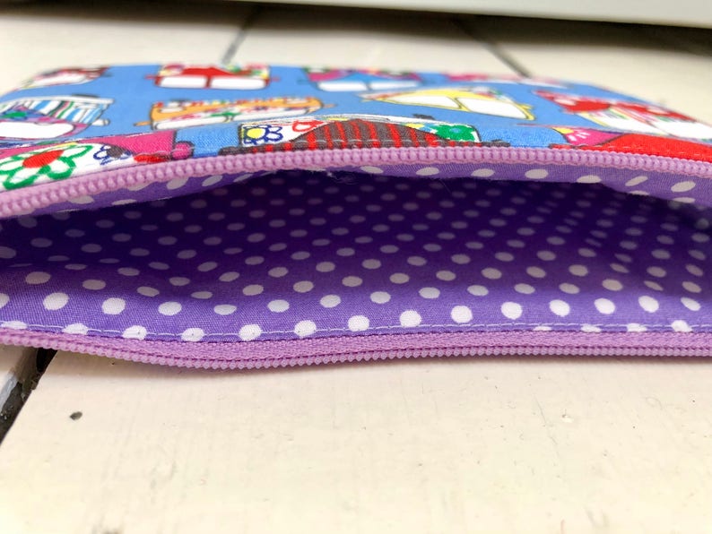 Blue camper van mini make up bag